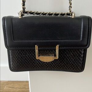 Uterque Black Leather Shoulder Bag with Chain Straps